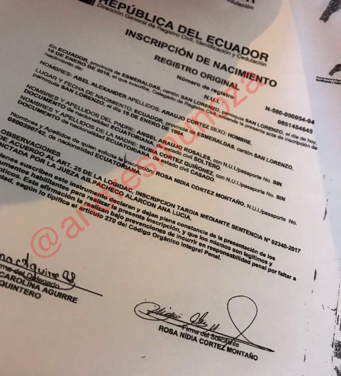 Partida De Nacimiento Ecuador 2018 Anuncio