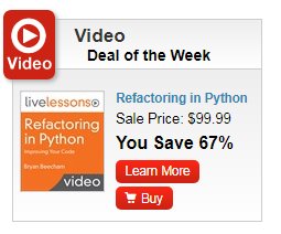 InformIT's tweet image. Learn how to refactor effectively in Python in just over 4 hours - Save $200 this week: informit.com/deals/video
@BillyGarnet
#pythonlang #refactoring #agile