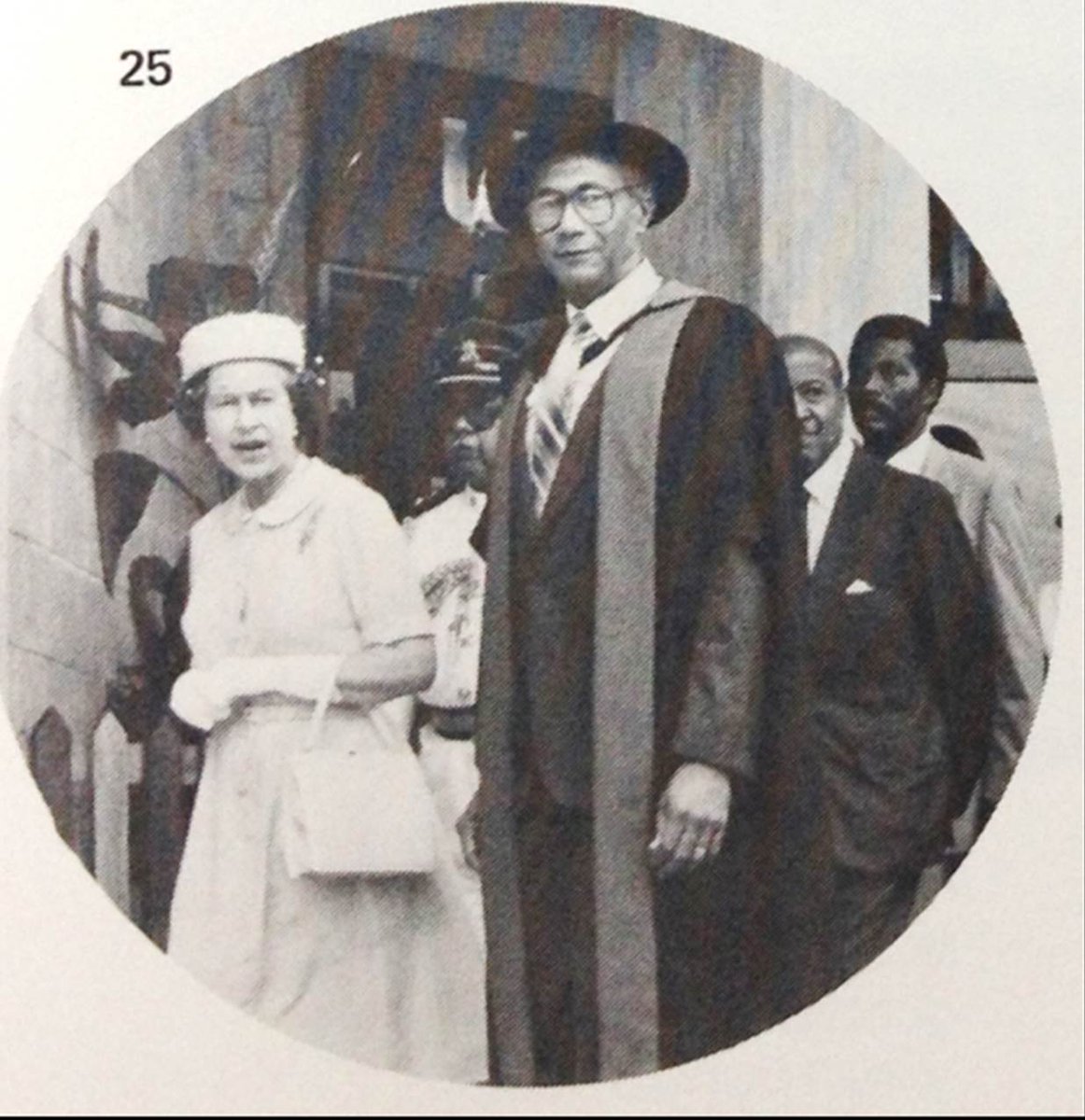 UWI_StAugustine's tweet photo. #FromTheUWIArchives 
Then Campus Principal, Professor George Maxwell Richards and HRM Queen Elizabeth II. Royal visit to The UWI St. Augustine, 1985. Can you also spot then President, Sir Ellis Clarke? (via @uwimuseum) https://t.co/R3C5dBjLjh