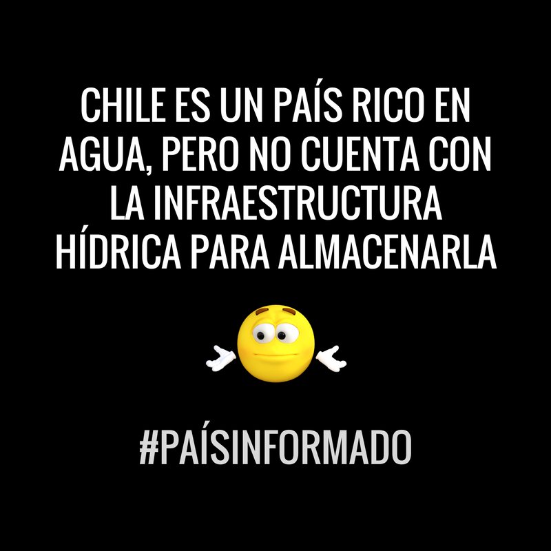 Sabías que Chile es un país rico en agua, pero no cuenta con la infraestructura hídrica para almacenarla. Eso significa que el 84% del agua a nivel nacional corre por los ríos al mar sin ser acumulada ow.ly/1QPV30hN7lq