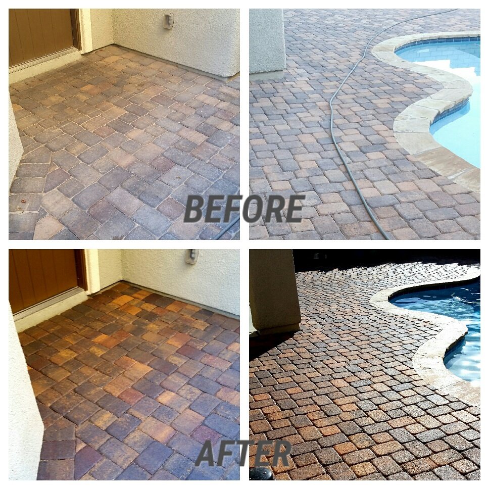 Treidgen's tweet photo. The transformation of this beautiful paver backyard pool area is complete!
#lasvegas #summerlin #thepaseos #treidgen #pavers #cleanandseal #pressurewashing #everydaythetreidgenway https://t.co/0Vhz6M7GEX