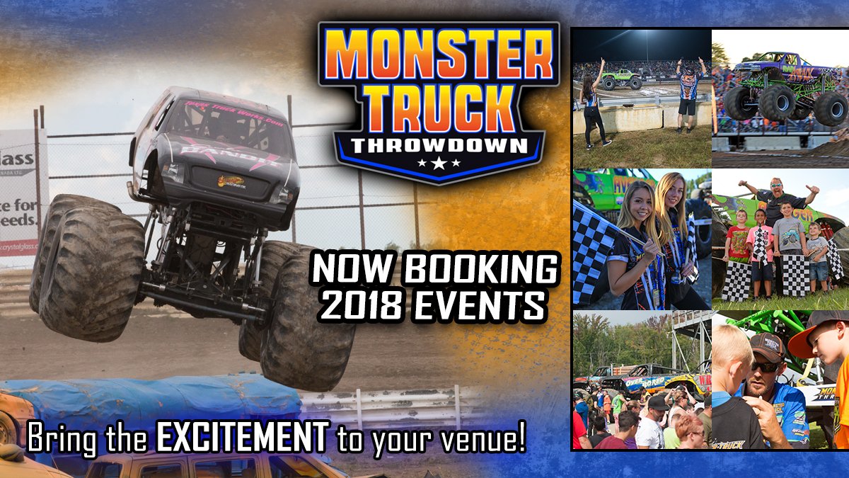 MT_Throwdown's tweet photo. Still time to book your #MonsterTruckThrowdown event for your race track or fair! Bring the excitement to your venue in 2018! #speedwayentertainment #fairentertainment #grandstandevents #speedways #monstertrucks #monstertruckentertainment https://t.co/Q5waaVuWzX