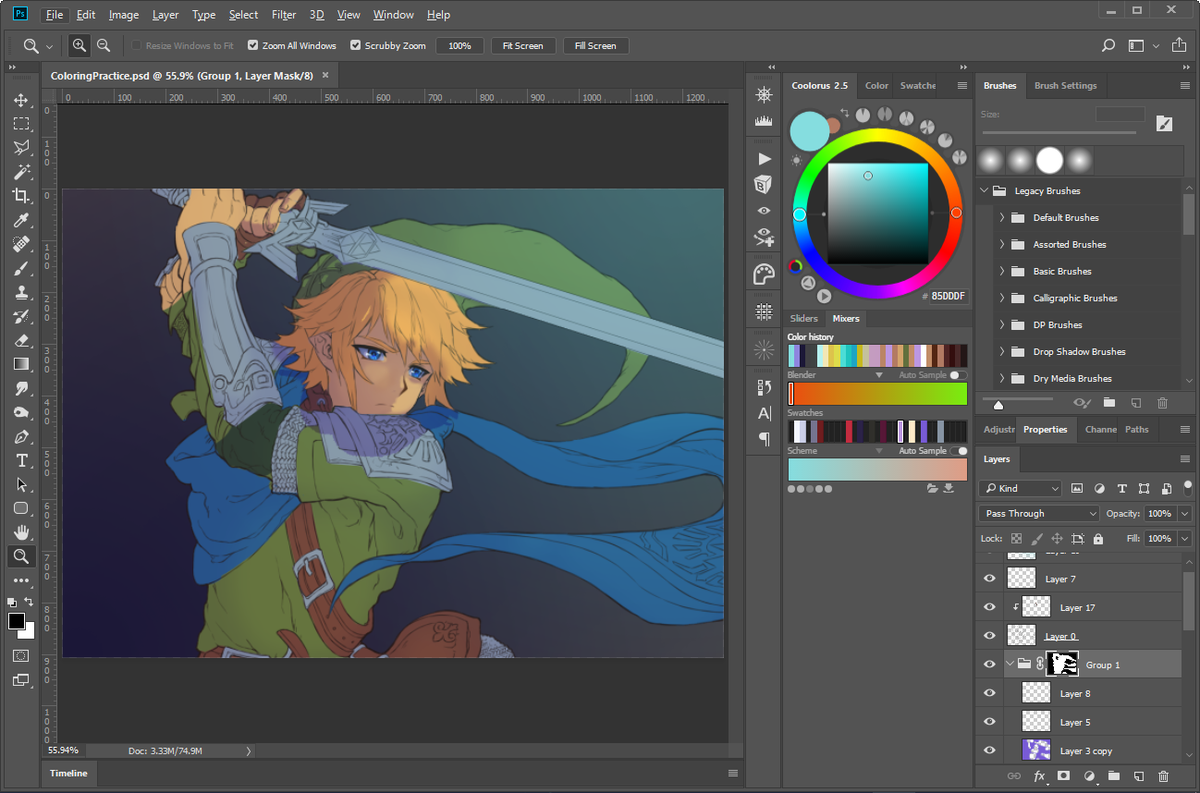 Archeia_Nessiah's tweet photo. I wanted to try to color @kawanocy 's lineart and see how far I can go with the mouse...needless to say not far but it was pretty fun! 😂 https://t.co/UOKmEvulqN