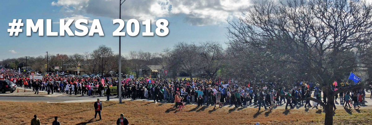 LostMapleNM's tweet photo. Photos from Monday's #MLKDay March in San Antonio #SATX #MLKSA with Progressive #TX23 candidate @RickTD23 Treviño. Full album at: https://t.co/tDxM0YN4dG #MedicareForAll #DACA #DreamActNow #BlackLivesMatter #LivingWage #HousingCrisis #StudentDebt #LegalizeMarijuana https://t.co/FHby67ofKr