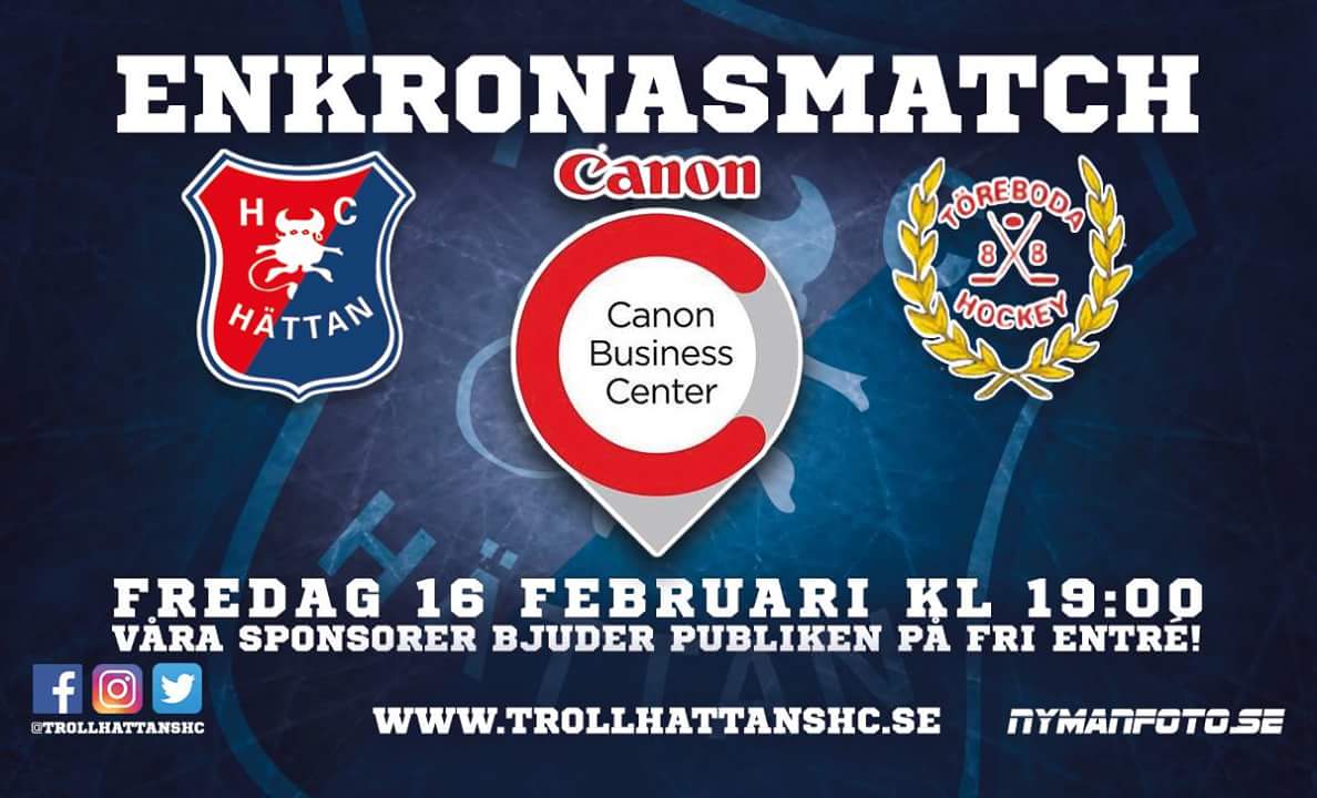 Canon Business Center är med och bidrar med TVÅ KRONOR per åskådare, och är därmed med och bjuder Dig på FRI ENTRÉ, när vi arrangerar Enkronasmatchen den 16 februari!