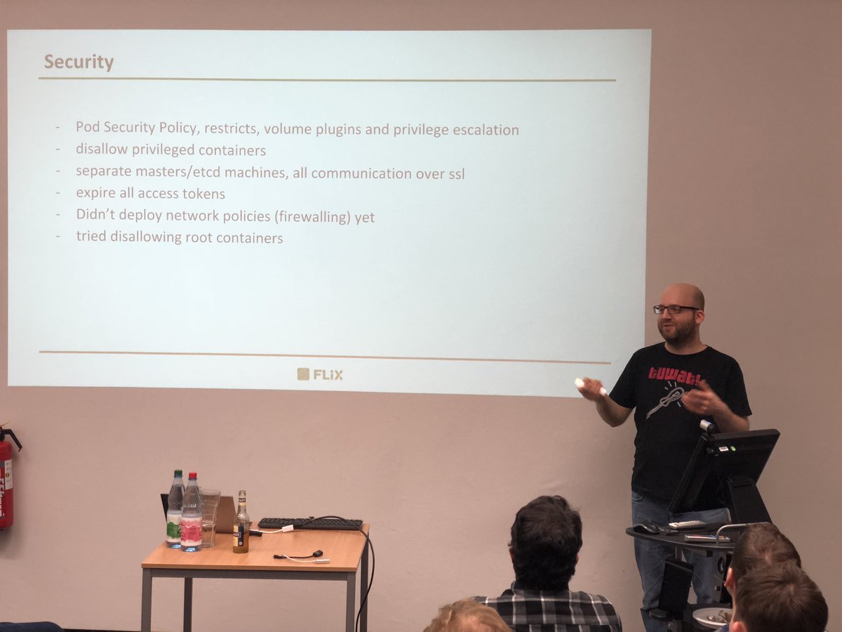 kubernetesBER's tweet image. Taking a look at security with #Kubernetes from @SteffenHanikel and how they manage it at Flixbus - #BerlinK8S