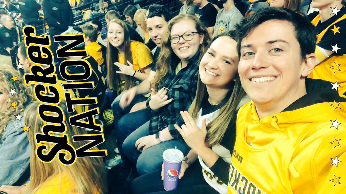 SierraBonn's tweet photo. Do you even attend a Shocker game if you don’t take a group selfie? #GoShocks #watchus #helpblacklightning https://t.co/TMIXMkA43c