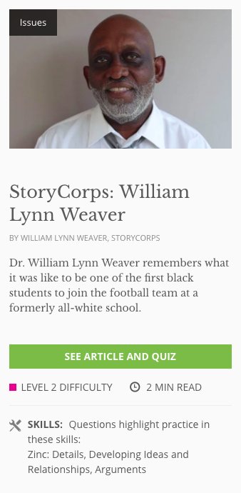 "The school’s mascot was a Confederate colonel.” Dr. William Lynn Weaver shares his story of joining the football team as a black student at a formerly all-white high school <a href="/StoryCorps/">StoryCorps</a> storycorps.org/listen/william… #Zincreads