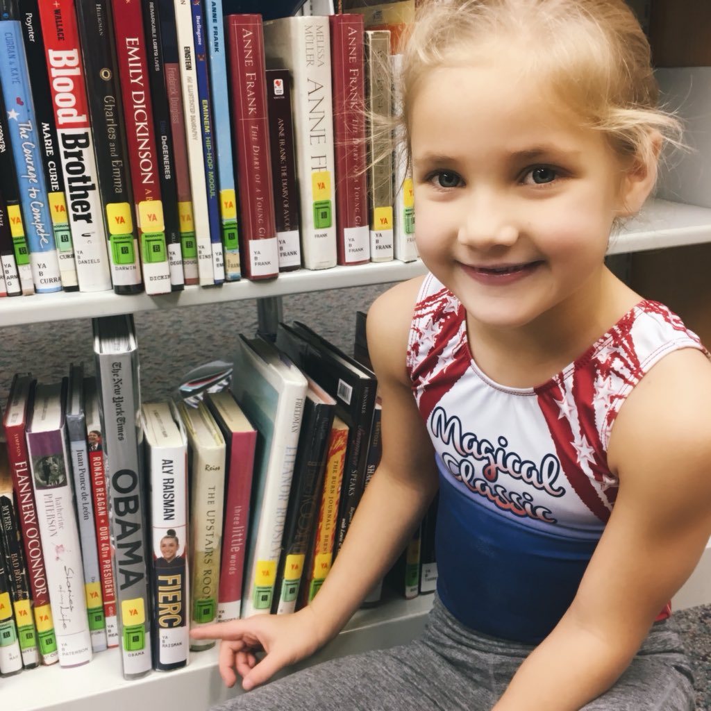SEAS2028's tweet photo. Fierce! Wow @alyraisman look what I found at the library today 🤪📚 
#fierce #gymnast #girlpower #homeschooled #homeschool #readingcounts #reading #smartgirl @alyraisman #alystrong https://t.co/vS3MQV0RCr