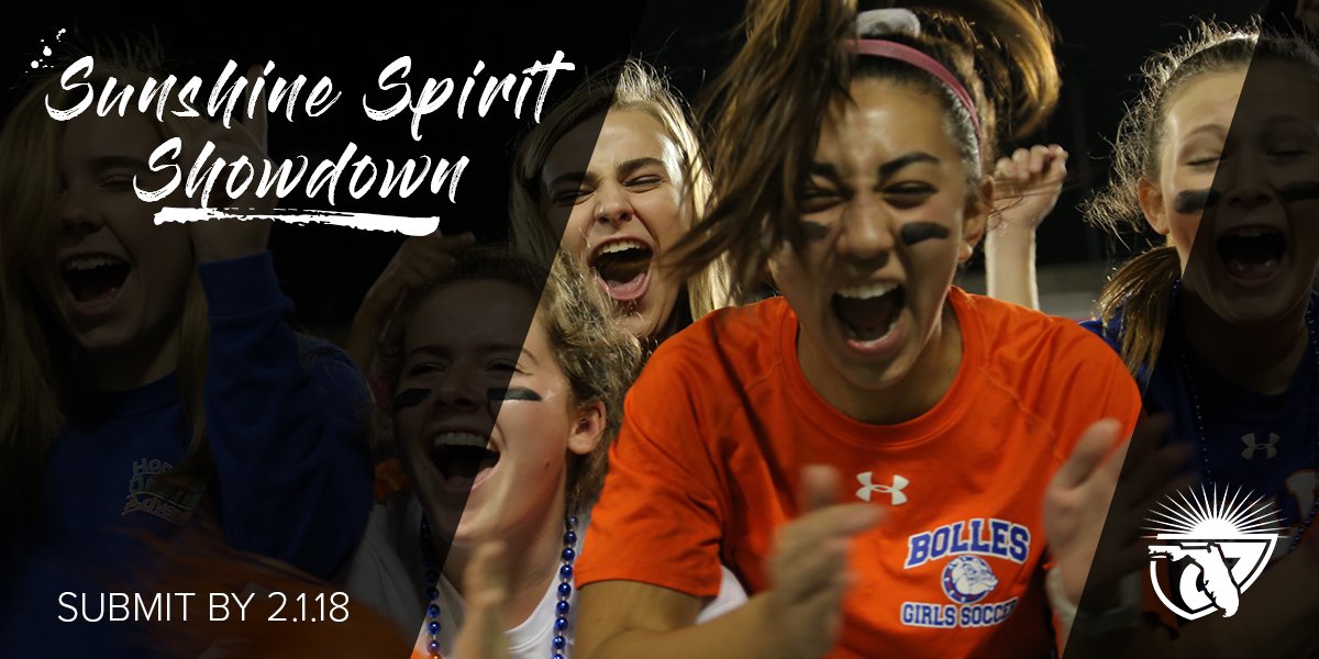 FHSAA's tweet photo. Does your school have what it takes?! Submit your Sunshine State Spirit Showdown video by February 1st to show off your school spirit! #SpiritShowdown https://t.co/y63MqZFq0i