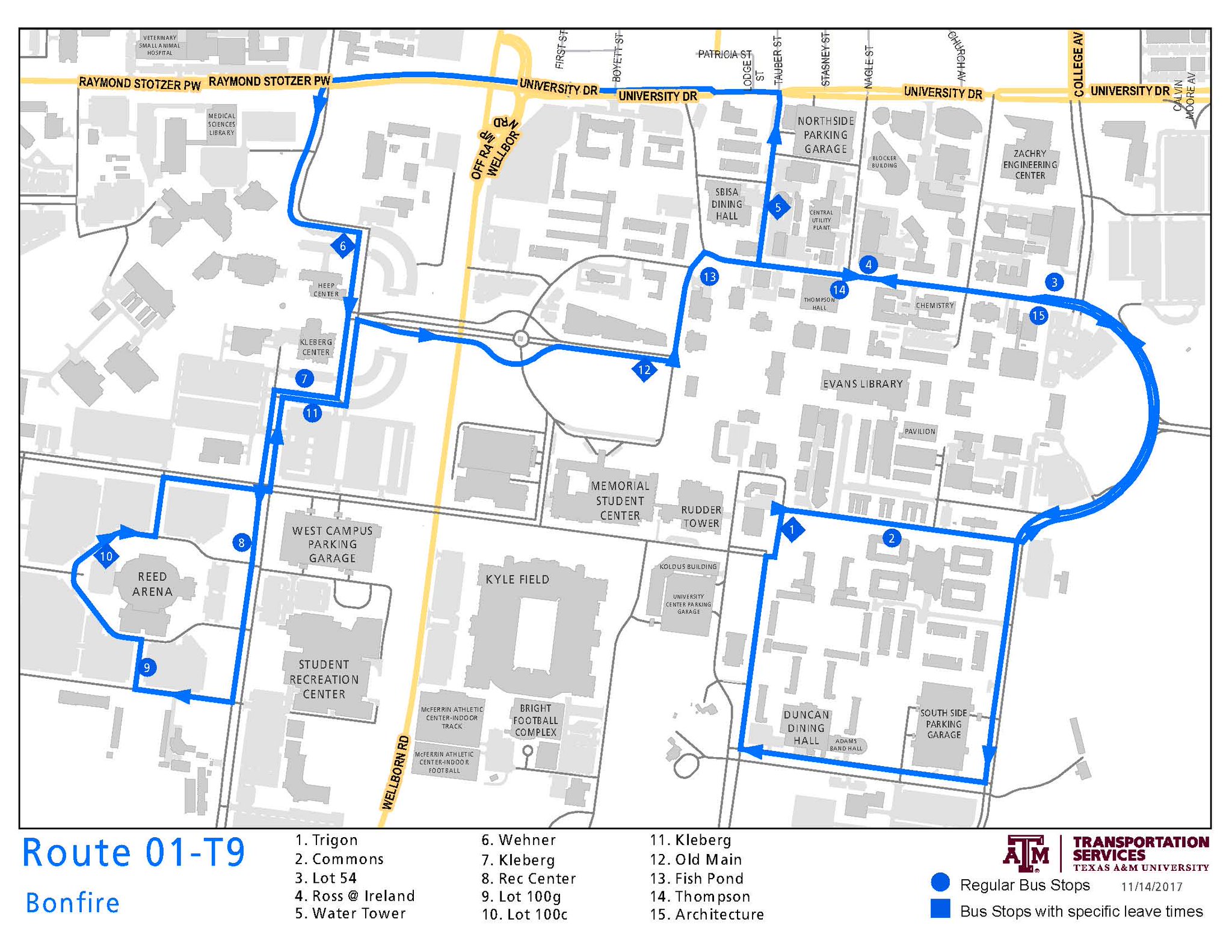Tamu Bus Routes Map Aggiespirit Bus Transit Service On Twitter: ".@Tamu Route 01 Bonfire Will  No Longer Stop At The Msc Due To Long-Term Construction. Please See Map  Below For New Route. #Blinn #Tamu Https://T.co/7C9Gydqe0P" /