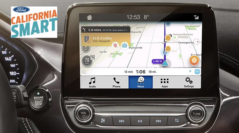 SoCaliFord's tweet photo. #WednesdayWisdom Waze users will soon be able to plug their smartphones into a SYNC-3 enabled Ford vehicle and project the app directly onto its touchscreen. "Smart Enough for California!" #socalforddealers #californiasmart #waze #ford https://t.co/5kZHwMY92P