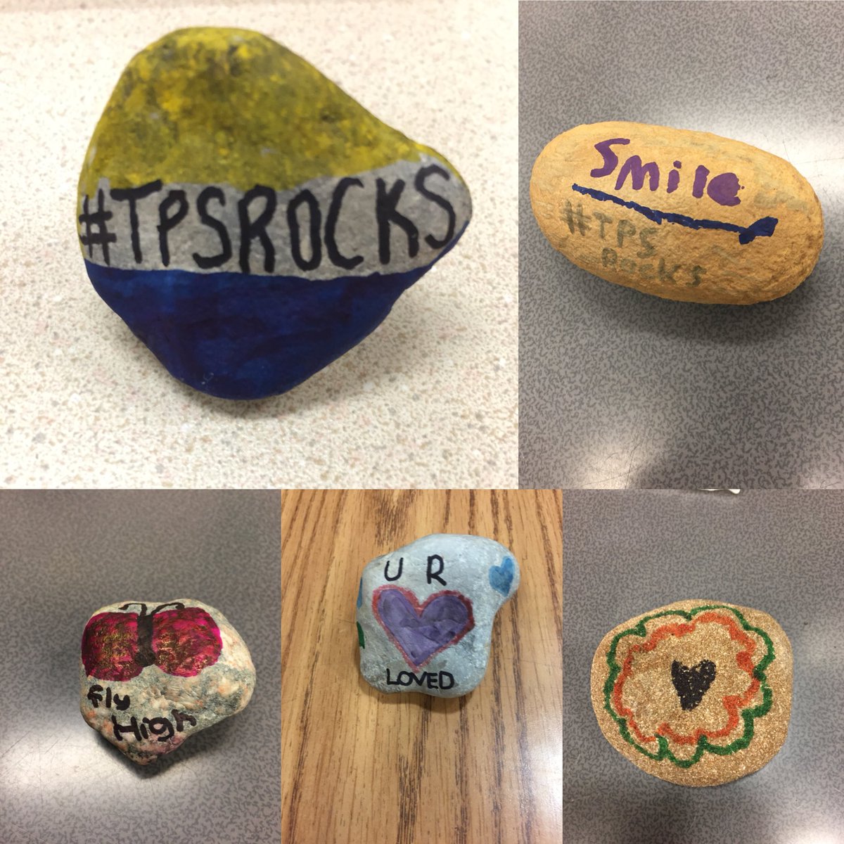 Mr_Beltran_NMS's tweet photo. Some of the #TPSrocks from today’s #knightpride #yes2tps #bamsknights #thekindnessrocksproject https://t.co/8YB5htM5OW