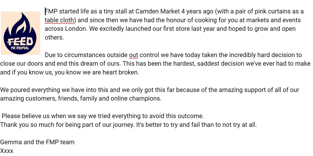 This is the hardest message we've had to write. Thanks so much for your amazing support and encouragement over the years, it means the world xxx
