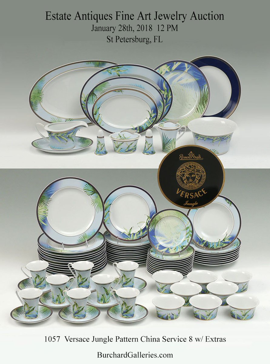 BurchardAuction's tweet photo. #Versace #China #chinaservice #rosenthal #junglepattern #medusa #Crystal #candlesticks #versacehome #versaceversace #versacestyle #versacelover #versacemedusa #design #decor #international #auctionhouse #auctionupdate #FL #homedecor
Full catalog at: https://t.co/TLZVvCn4gr https://t.co/m3dFmz3ewP
