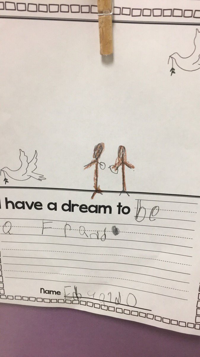FlavKindKinders's tweet photo. We have some good dreamers in kindergarten. #MLKDay2018 #IHaveADream #Proud2BPirates https://t.co/RuscJNGGua