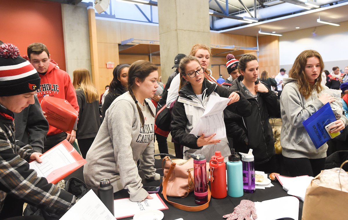 CatholicUniv's tweet photo. The University continued its annual tradition of honoring the life and legacy of Rev. Dr. Martin Luther King Jr. with over 800 participants serving at this year's #MLKDay of Service. Enjoy these photos from the event at https://t.co/WYSyv8J88k https://t.co/xgY0HMmmEF https://t.co/oc6hEMaDck