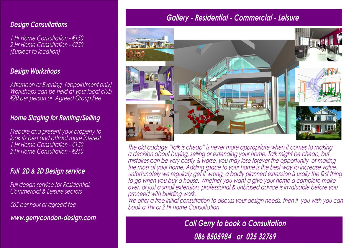 Home Design Consultations &amp; Design Workshops
gerrycondon-design.com
Call 086 8505984