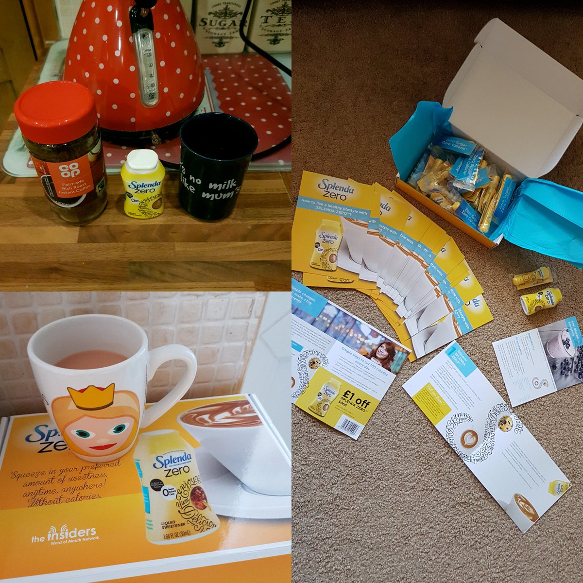 BryonyAshaw's tweet photo. Got my new campaign kit today a #splendazero #TheInsidersUK so far works well in tea and coffee! You can watch my fail vid 😂https://t.co/QOlltImoUP https://t.co/80tcMo7BRa