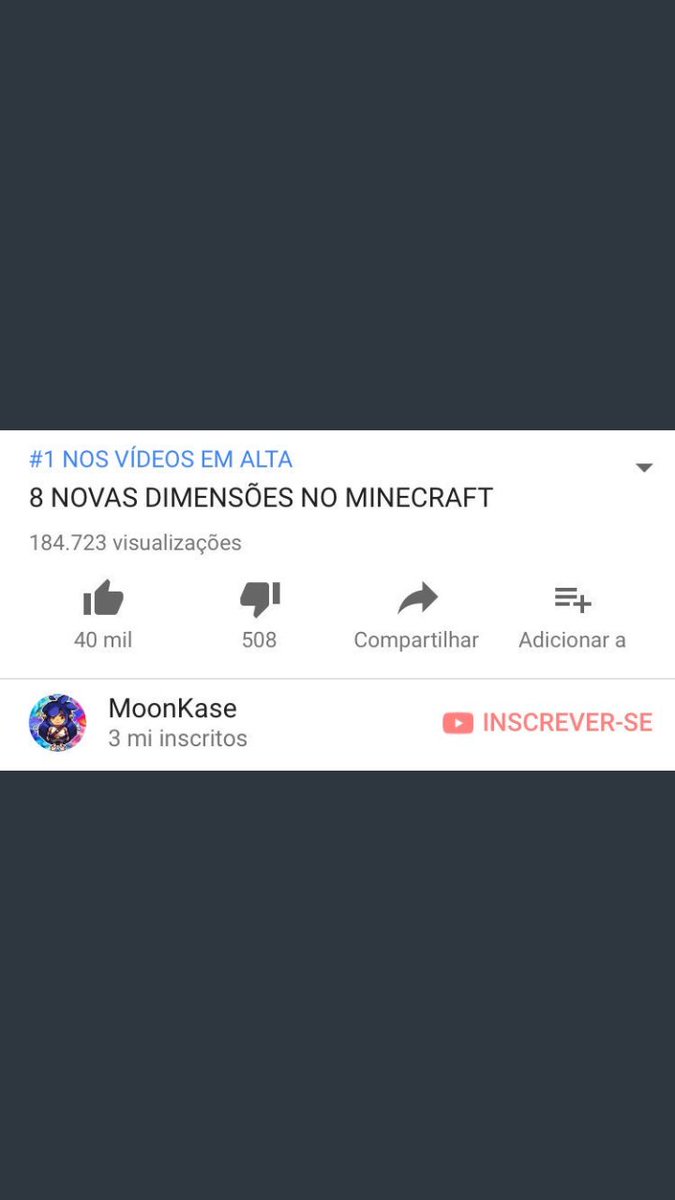 comida_da_mara's tweet photo. Hoje a Live da @MoonKase {8 novas dimensões no minecraft} chegou nos 1 dos em alta https://t.co/DBWOQO8ts6