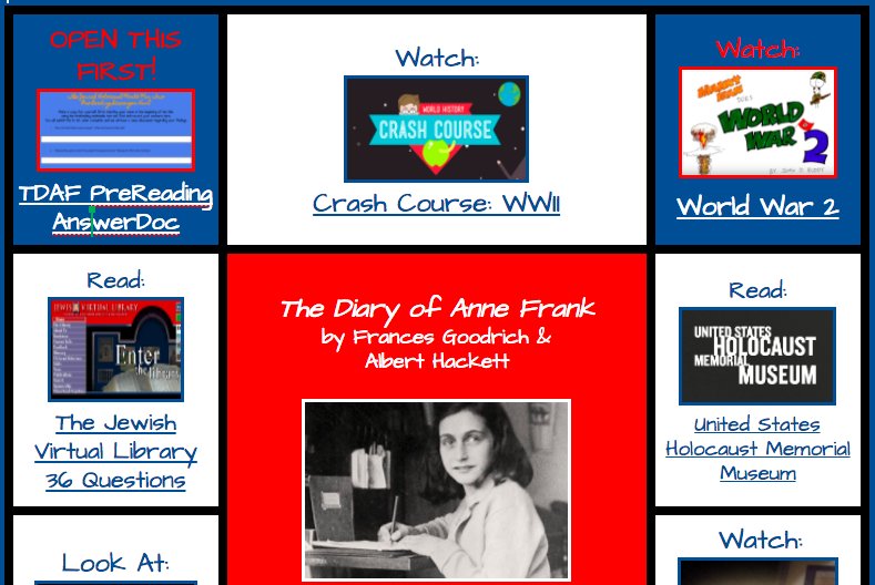 theteachingjedi's tweet photo. The Diary of Anne Frank #Hyperdoc, #MMTS, and #JournalWrite is in session! So far, so good :)
Use them, remix them, take as you need.
#BetterTogether #FileMakeACopy

#Hyperdoc
https://t.co/oIuxhEBIo6

#MMTS 
https://t.co/JuOa9vRp4A https://t.co/mmNBEOEYjs
