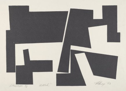 WomenInTheArts's tweet photo. Many of #MavisPusey's 1960s painted canvases resemble figures &amp; gestures—like the stacked gold shapes suggesting a seated figure in "Solitude" (1963) in #MagneticFieldsDC. Compare it to "Recarte" (ca.1968) @NMAAHC &amp; an untitled black &amp; white lithograph (1963) @ngadc https://t.co/hW4YvJ3rtU