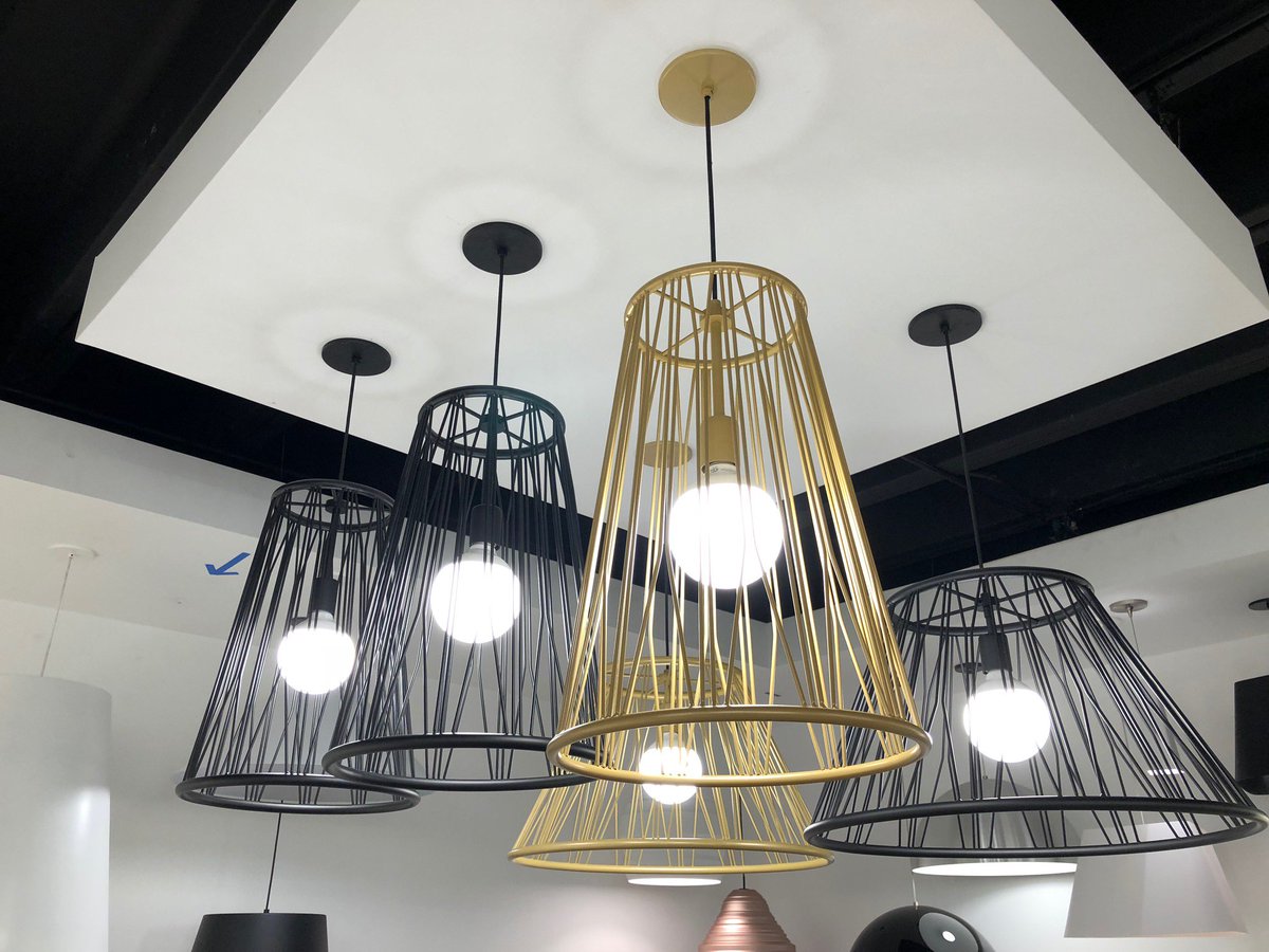 Fascinating lines and #light appear from Diamant's caged shade with artfully designed bars to create a modern #pendant. Finished in Satin Gold and Matte Black. See Diamant and all new designs at Dallas <a href="/DallasMarket/">Dallas Market Center</a>, Suite TM-4075 #Lightovation | bit.ly/LBL-Diamant