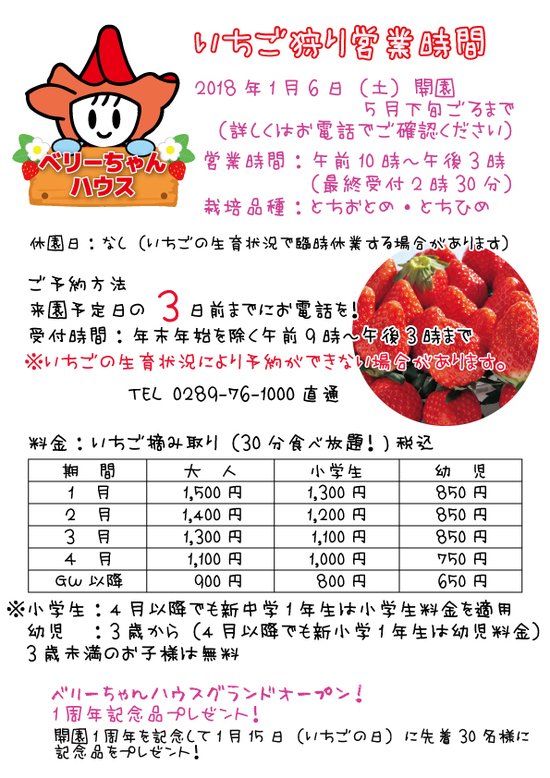 栃木県農政部 いちご王国情報 鹿沼市花木センターの観光いちご園 ベリーちゃんハウス では 定番の とちおとめ と 観光 いちご園専用品種 とちひめ のいちご狩りができます 皆様のご来園お待ちしています T Co Esf2s5qdpg 栃木 栃木県農政部 いちご王国情報 鹿沼市花木センターの観光いちご園 ベリーちゃんハウス では 定番の とちおとめ と 観光 いちご園専用品種 とちひめ のいちご狩りができます 皆様のご来園お待ちしています T Co Esf2s5qdpg 栃木