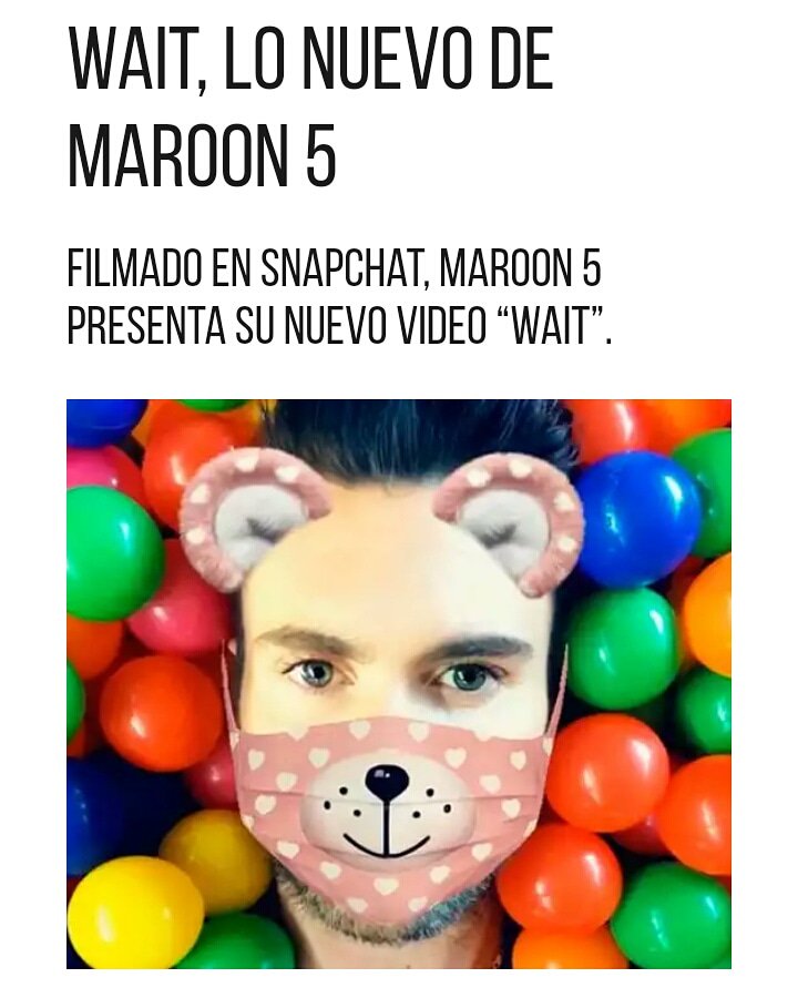 🔼La canción es el segundo corte de Red Pill Blues. El videoclip, que fue grabado en el formato de Snapchat, muestra a Adam Levine cantando desde su teléfono y utilizando diferentes filtros de la app 💃🎬📲

Fuente: cmtv.com.ar
#news #maroon5 #redpillblues #snapchat
