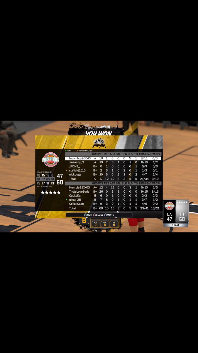 B__Ulloa's tweet image. Ggs to @BenchAllstars great battle against y’all always much respect but don’t count us out we on the rise and we here to ball #2KDraftUs #2kdraftme @iamtraw11 @Toptalent2k @WalkOnWarriors @youFamousEnough @2kProAmReport @NBA2kplus @ProAmSpotlight @Iking0fkingz66 @AntLiv3