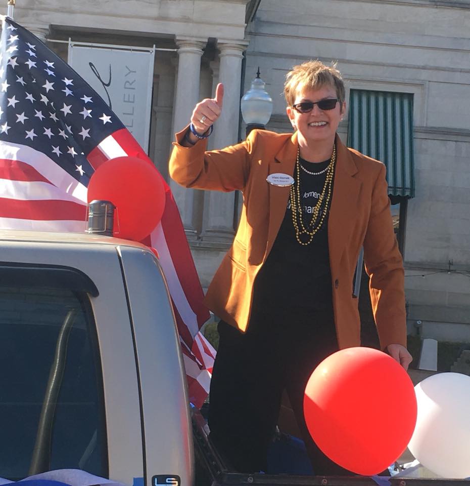 vikki_garrett's tweet photo. Candidate for FL House District 1 at the MLK parade rocking the #BeTheChangeVOTE shirt from Real Women Radio.  #ElectVikkiGarrett  #MsVikki https://t.co/Thw6669Tkl