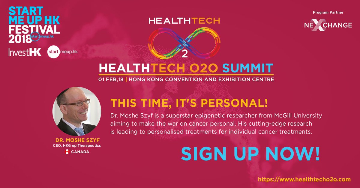 healthtechO2O's tweet photo. Dr Moshe Szyf @mcgillu and HKG Epitherapeutics speaks at https://t.co/4cqoeZXjQm in #hongkong on Feb 1. He is making the war on cancer personal through epigenetics. #healthcare #BeatCancer @StartmeupHK https://t.co/IkXxWt006L