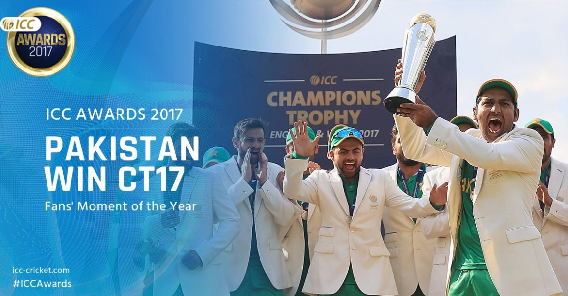 atvpakistan's tweet photo. دبئی ؛ چیمپئینز ٹرافی میں جیت، پاکستان کے لئے موومنٹ آف دی ائیر کا ایوارڈ
#ICC #BreakingNews @TheRealPCB #Pakistan #ICCCT #CT17 #ICCAwards https://t.co/KwOiT8QPtw
