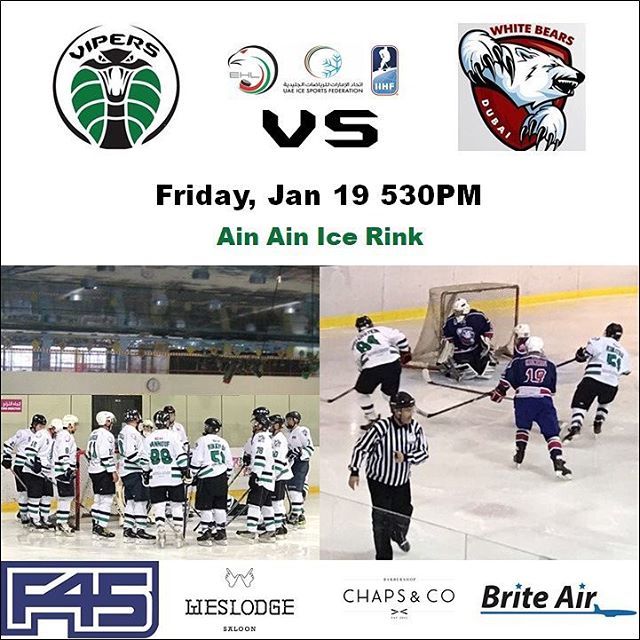 dubaivipers's tweet photo. Vipers travel to Al Ain Friday to take on the the White Bears!

#DubaiVipers #F45dubai #WeslodgeDubai #ChapsAndCo #DubaiHockey #DubaiWhiteBears https://t.co/YQcg0Khvec