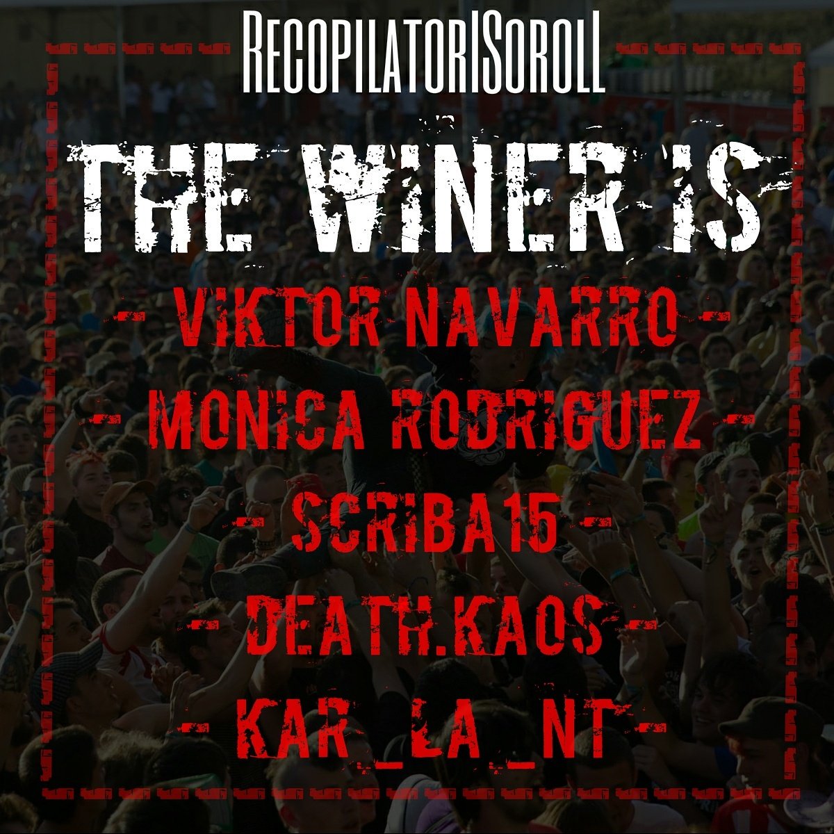 Ja tenim els guanyadors del sorteig, ela 5 afortunats han guanyat 2 CD'S del Recopilatori Soroll i seràn ela primers de poder escoltar-lo en format físic.
Felicitats companys i a gaidir del PUNK-ROCK!