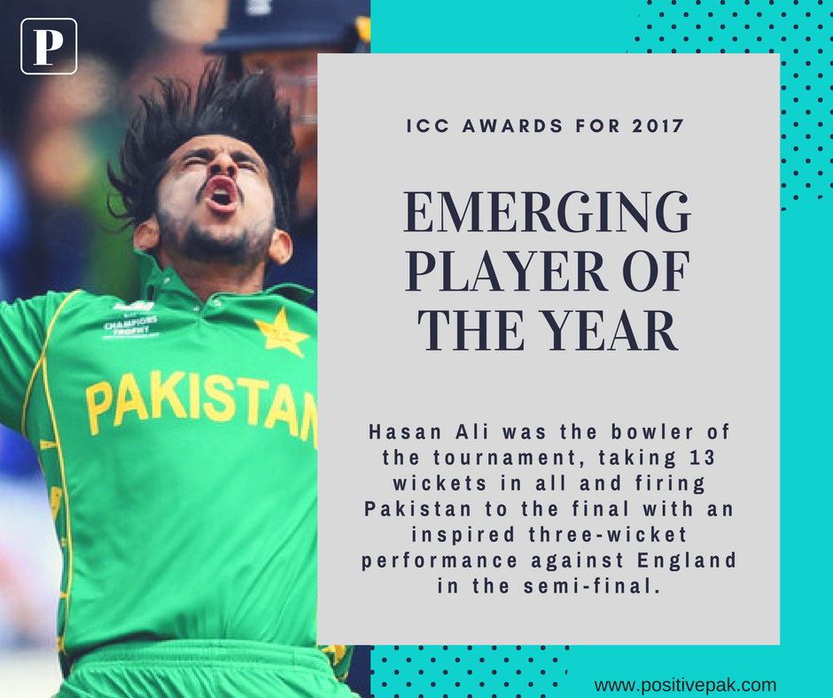 positivepak47's tweet photo. #HasanAli was the bowler of the CT tournament, taking 13 wickets in all and firing #Pakistan to the final with an inspired three-wicket performance against #England in the semi-final. #ICCAwards #PositivePak https://t.co/HjHE4fYiJH