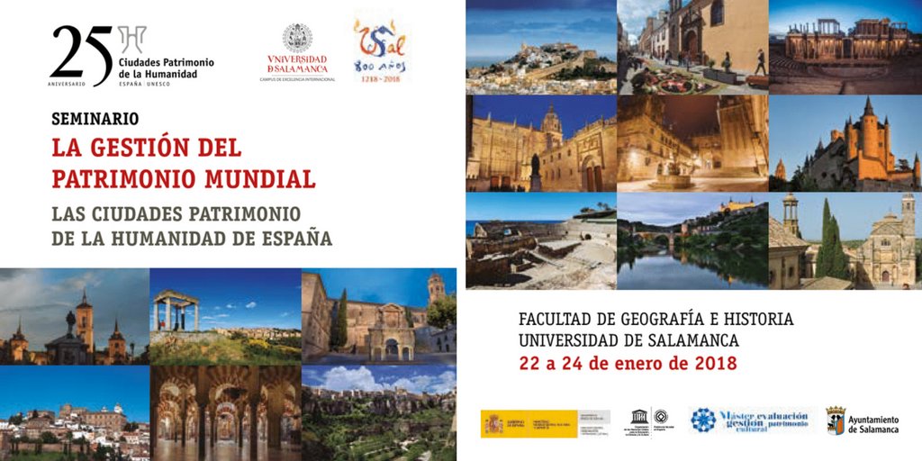 Seminario gratuito "La gestión del Patrimonio Mundial. Las ciudades Patrimonio de la Humanidad de España"
🗓️ Salamanca, 22 al 24 de enero
ℹ️ Organiza: <a href="/GrupoCPHE/">Ciudades Patrimonio</a> <a href="/usal/">Universidad de Salamanca</a> Colabora: <a href="/culturagob/">Ministerio de Cultura</a> <a href="/aytoSalamanca/">Ayuntamiento Salamanca</a> 
👉 ow.ly/wLYD30hQmM2