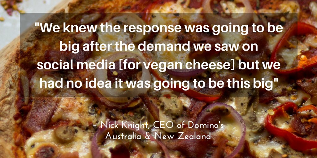 BotanyHealth's tweet photo. After a sell-out response, @Dominos_AU has announced it will keep #VeganCheese on its menu permanently https://t.co/ghtSDfyjKJ 🍕 🌱 https://t.co/FIwQEI6P8b