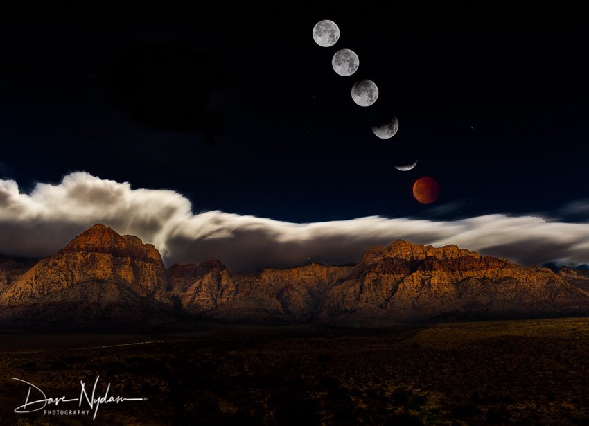 Yesterday’s lunar eclipse composite over Red Rock Canyon, Las Vegas
