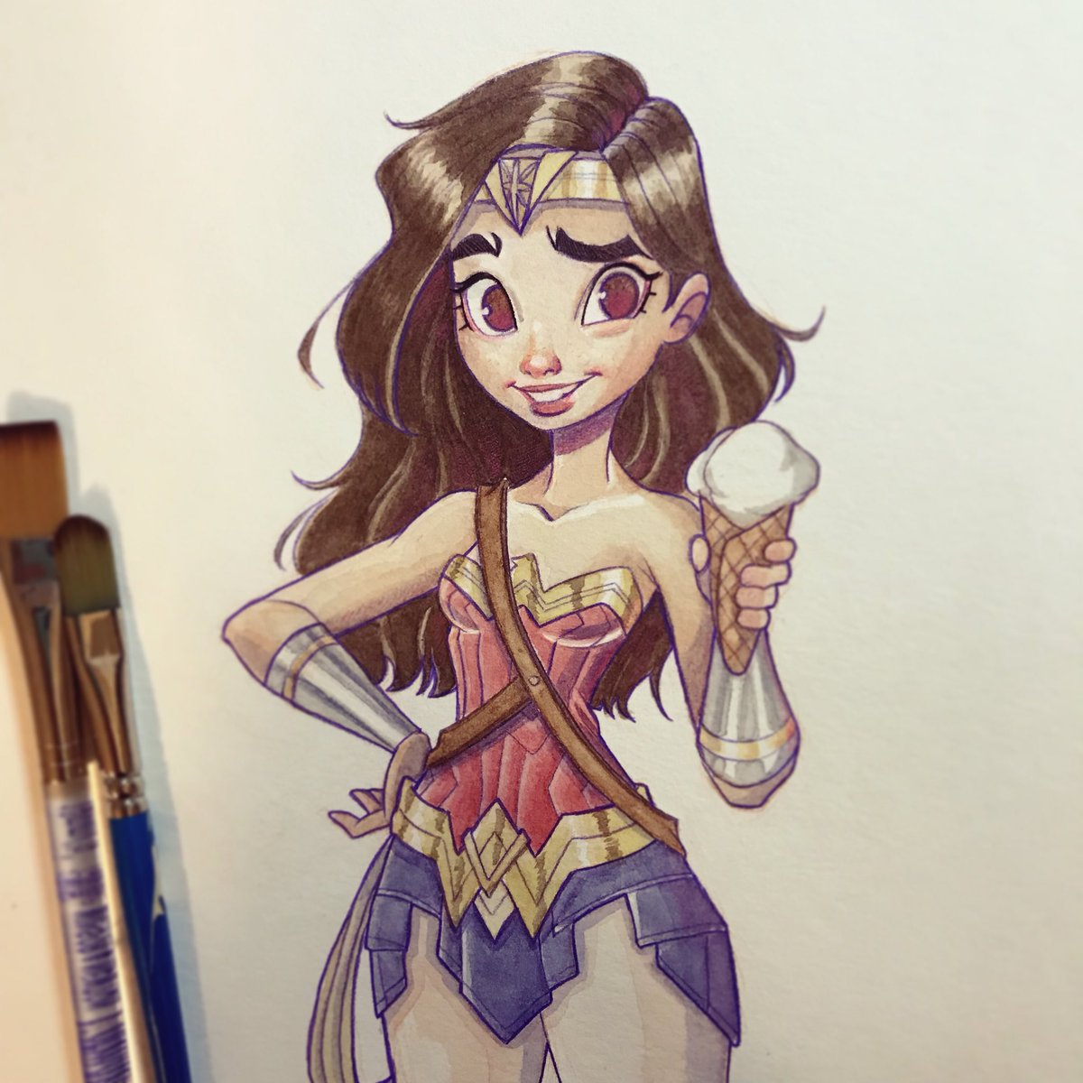Chrissie Zullo On Twitter Watercolor Commission Of Wonder Woman With 