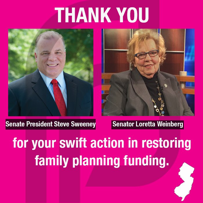 PPActionNJ's tweet photo. Special thanks to @NJSenatePres Steve Sweeney and @SenatorLorettaW for being champions for women's health and taking swift action to restore family planning funding in New Jersey. #PPActionNJ #StandwithPPNJ https://t.co/vhjmSRFEsV