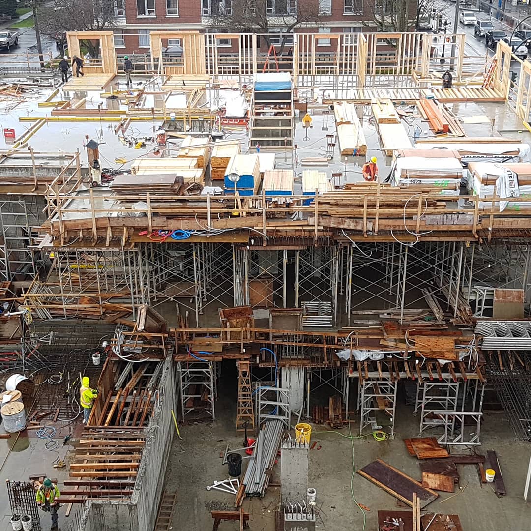 AbstractDev's tweet photo. Have you walked by the Black and White construction site lately? We're well underway on the framing of the second story with more walls being added daily. Make sure to check it out during your next walk in the Upper Fort neighbourhood! #yyj #victoriabc #victoria #blackandwhite https://t.co/1oGtZmKIrT