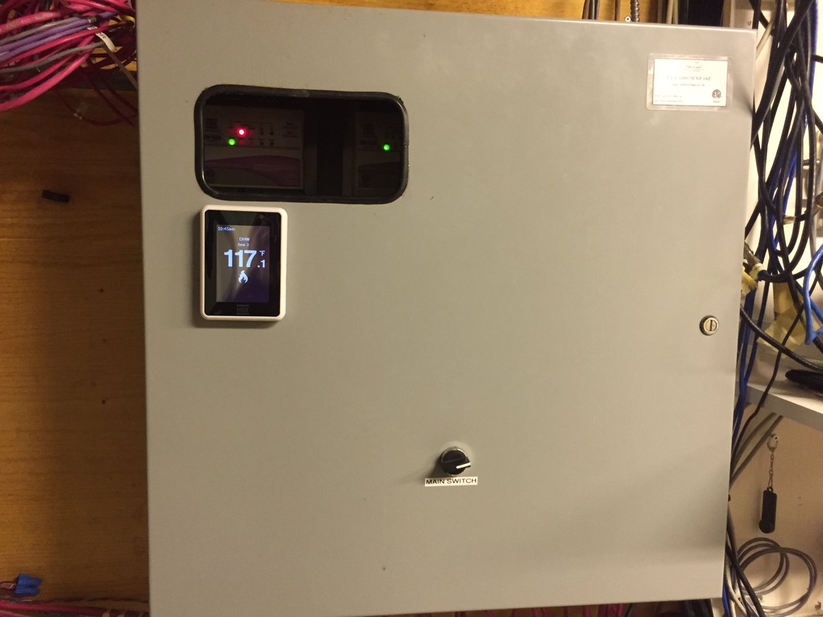 HBX Wi-Fi Zoning System is controlling 20 zones including infloor, DHW, 2 Fancoils, and humidity control. The CPU-0550 controlling 2 boilers. #HBX #Hydronics