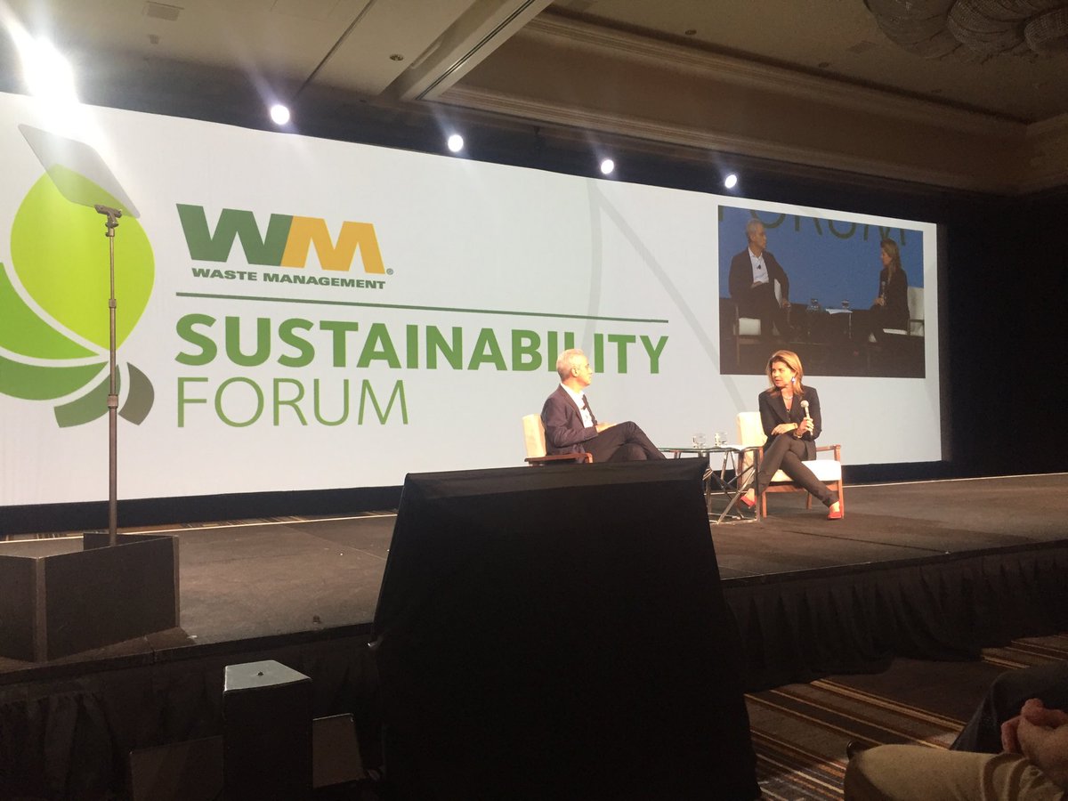 HarryLamberton's tweet photo. @WasteManagement ‘s @tonibeck2 talking Sustainability with @ChicagosMayor Rohm Emmanuel.  Discussing Chicago’s resiliency and dedication needed to make cities stronger leveraging sustainability.  .  #SustainForum https://t.co/cwIiPCnSkS