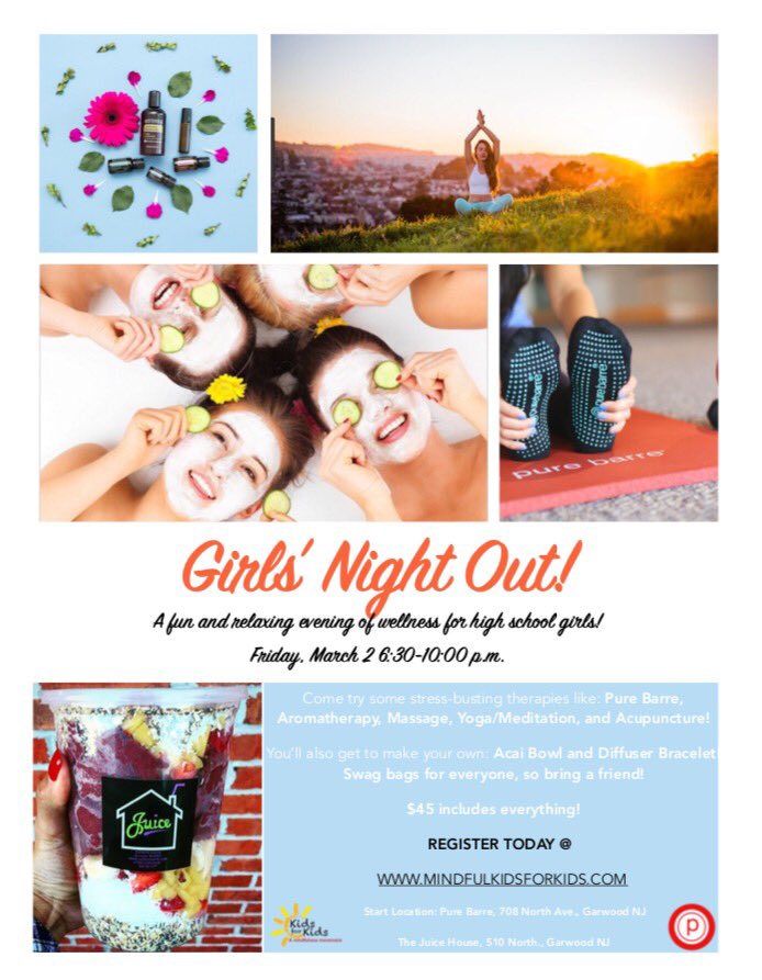 GIRLS' NIGHT OUT! Come join us for an evening of relaxation. Register today on our website and share with friends! ✨