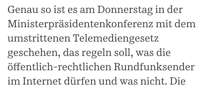 chrsterz's tweet image. Liebe @SZ, liebe alle: Bei der Frage, was die Öffentlich-Rechtlichen online machen dürfen, geht es NICHT ums #Telemediengesetz. Es geht um den #Telemedienauftrag, der im Rundfunkstaatsvertrag geregelt wird.
