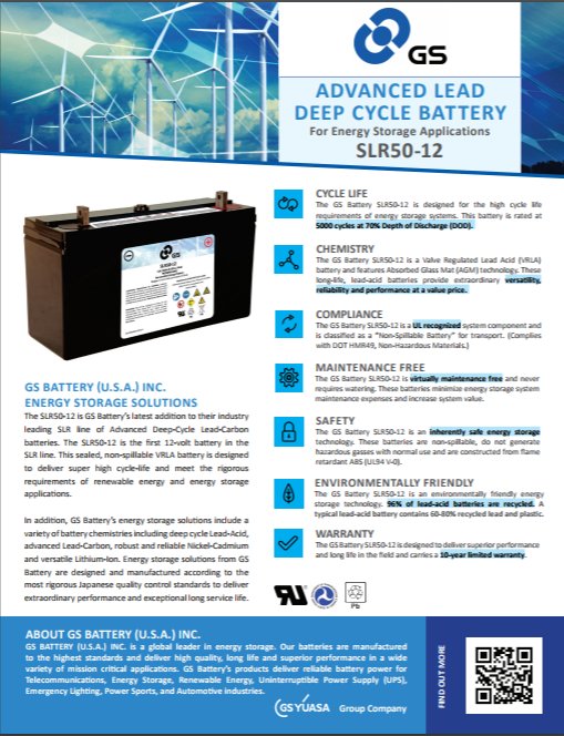 GS Battery USA on Twitter "The spec sheet for our new 5000 cycle, 12