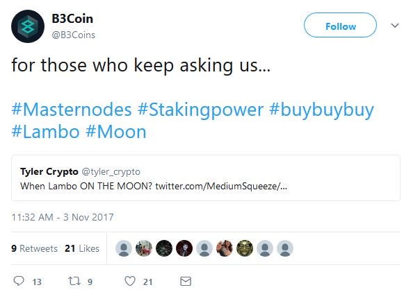 CryptoMudder's tweet image. no #b3coin team never hyped this coin! never! they are always just working hard for you only. #kb3

#buybuybuy #proofofscam #scam #masternodes #moon #lambo #spaceship #hodlers #losers
