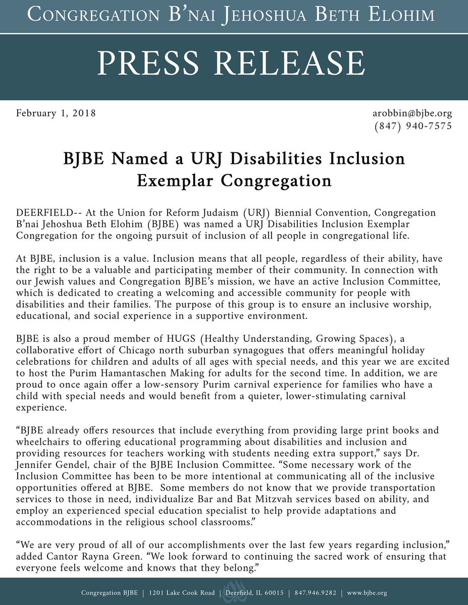BJBEcommunity's tweet photo. BJBE Named a URJ Disabilities Inclusion Exemplar Congregation!
At the @URJorg Biennial, BJBE was named a URJ Disabilities Inclusion Exemplar Congregation for the ongoing pursuit of inclusion of all people in congregational life. #bjbe https://t.co/Pqda47lpTS