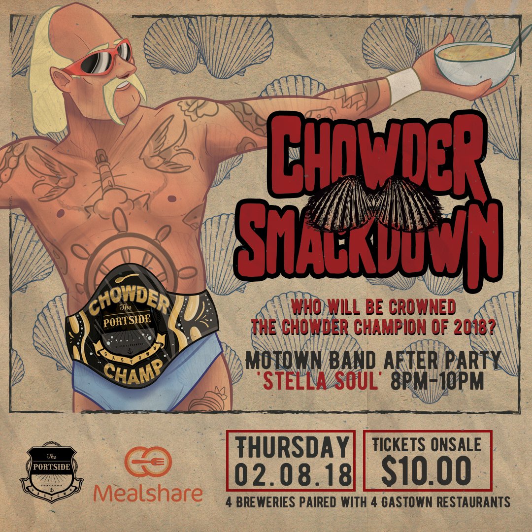 RedTruckBeer's tweet photo. We're proud to be supporting @ThePortsidePub's #ChowderSmackdown! 10$ ticket includes 4 chowder &amp; beer pairings! Ticket proceeds donated to @MealshareYVR! #ImperialStout w #Bourbon &amp; #MapleSyrup cask with @Lamplighter_Pub's chowder! Event starts at 6! https://t.co/U019XW9T3h https://t.co/Y8ohwDdiP1